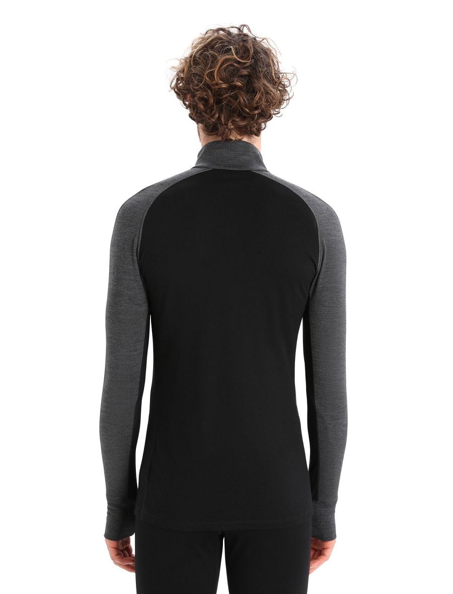 Men's Icebreaker 260 ZoneKnit™ Merino Long Sleeve Half Zip Base Layers Jet Heather / Black | CA 1622YXFU